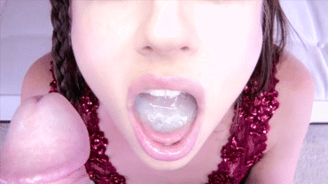 Slut is so happy to show off her mouthful facial cumshot  gif