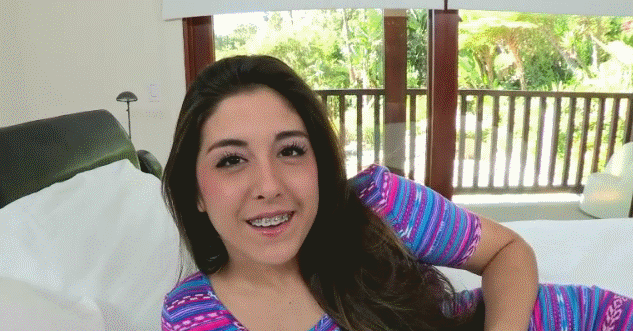 Brunette with braces before and after cumshot facial cumshot  gif
